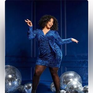 torrid Blue Shimmer Wrap Midi Dress